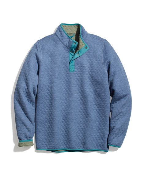 Corbet Reversible Pullover in Blue Heather/Olive Heather