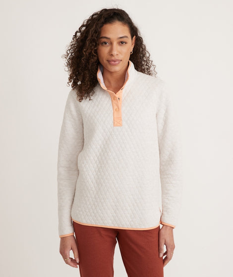 Corbet Reversible Pullover in Coral/Oatmeal