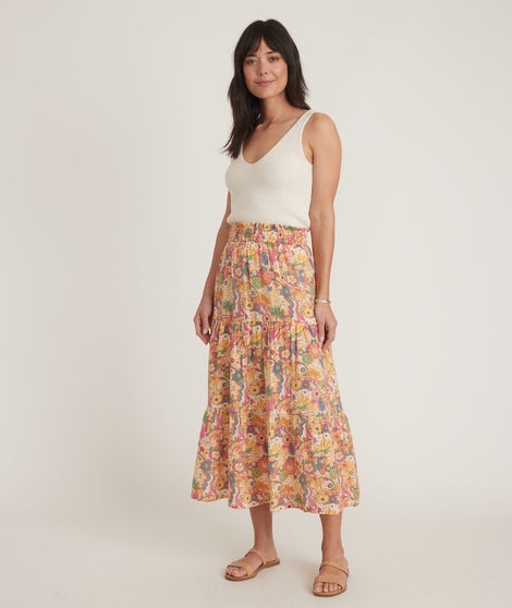 Corinne Maxi Skirt in Groovy Print
