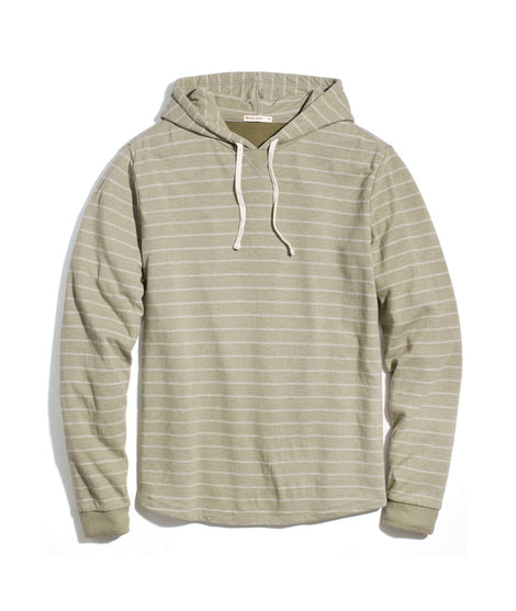 Double Knit Pullover Hoodie in Dusty Olive/White Stripe