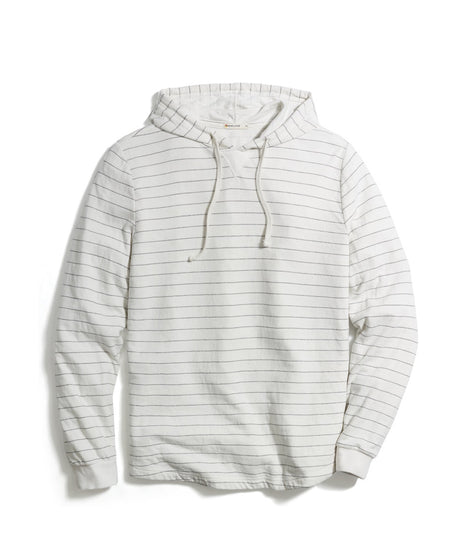Double Knit Pullover Hoodie in Natural/Black Stripe