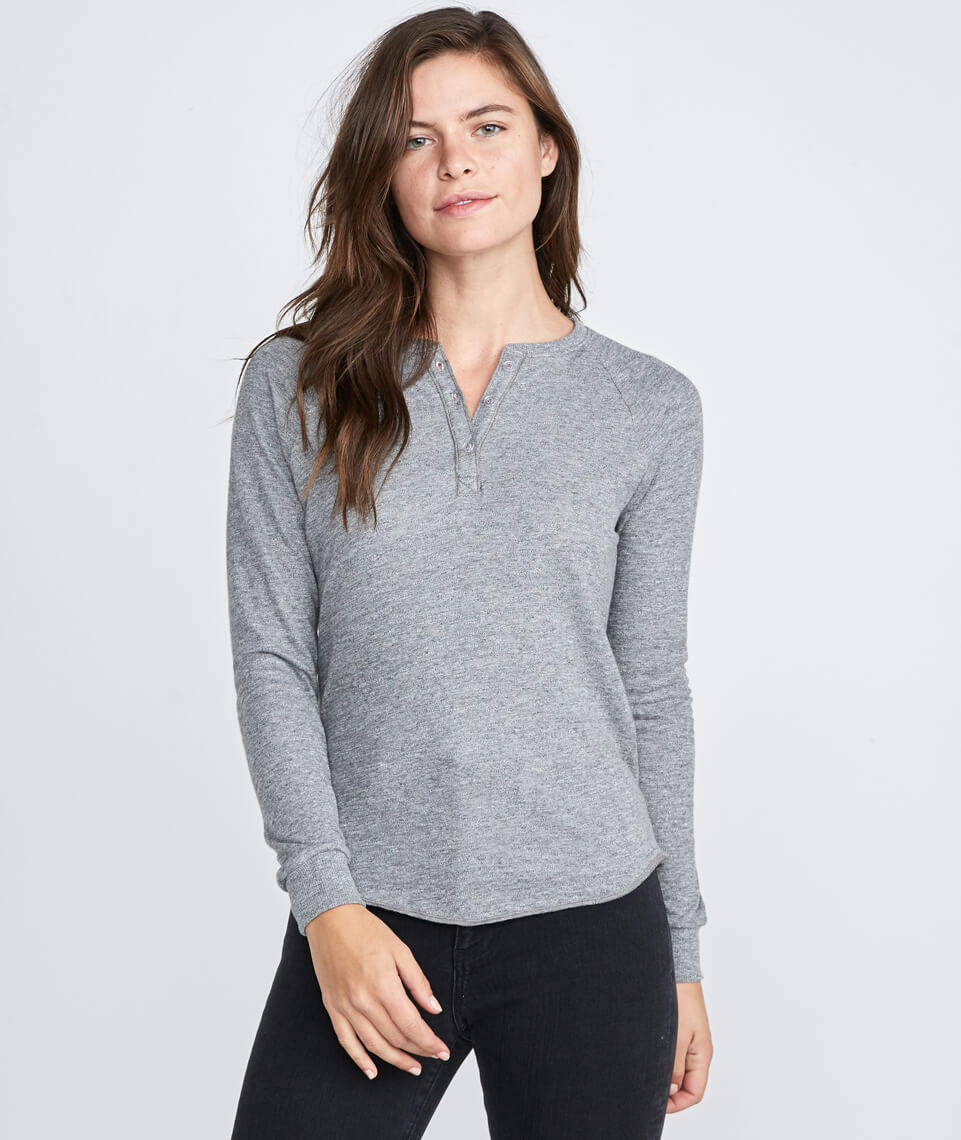 Double Knit Henley in Heather Grey – Marine Layer