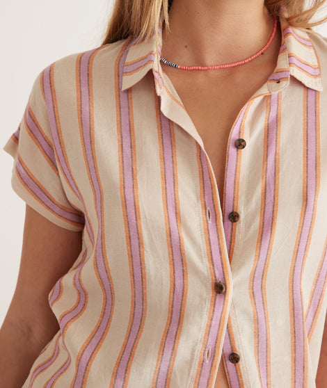 Dana Short Sleeve Shirt in Violet Stripe