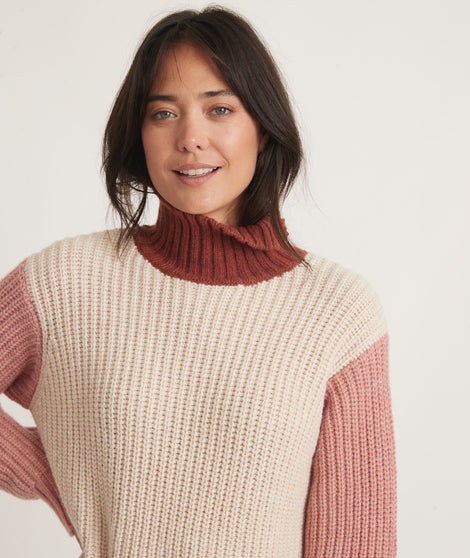 Juniper Oversized Turtleneck in Colorblock