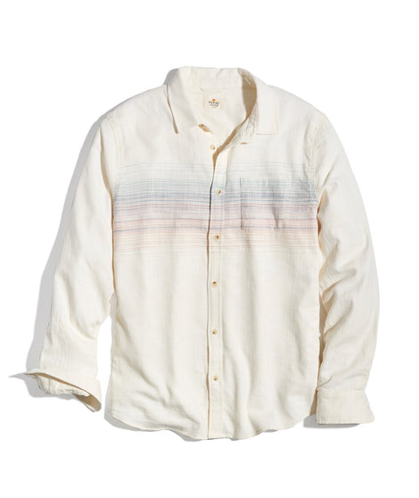 Long Sleeve Classic Stretch Selvage Shirt in Natural Multi Stripe