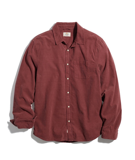 Long Sleeve Lightweight Snap Cord Shirt in Oxblood Red