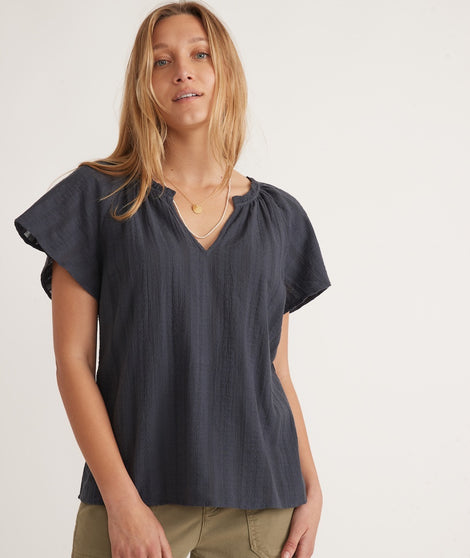 Lana Textured Blouse in India Ink