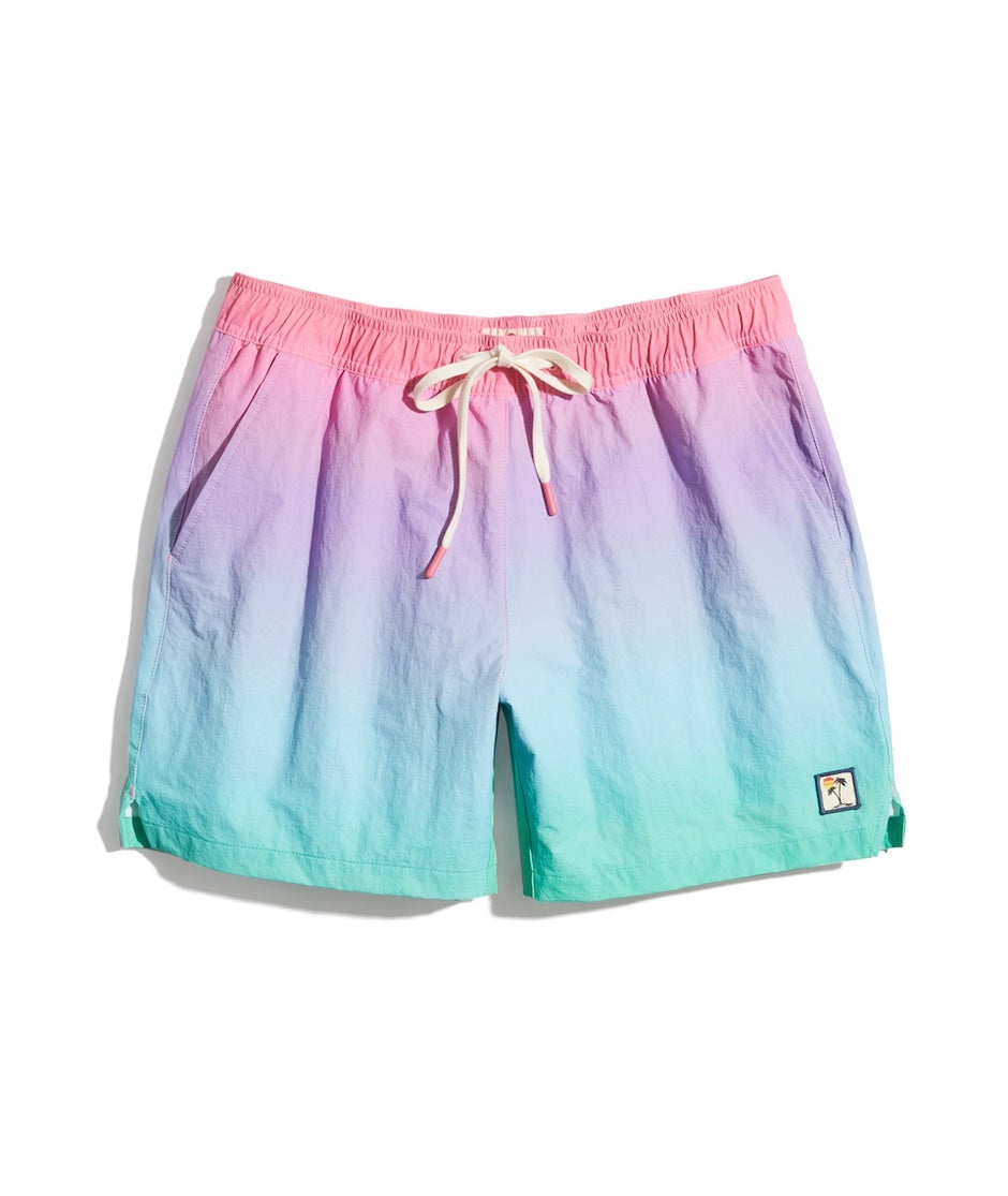 5" Swim Trunk in Pink/Green Ombre