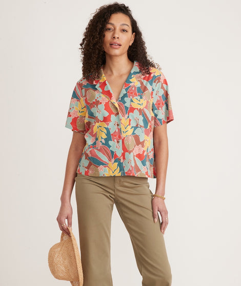 Lucy Resort Shirt in Hibiscus Floral