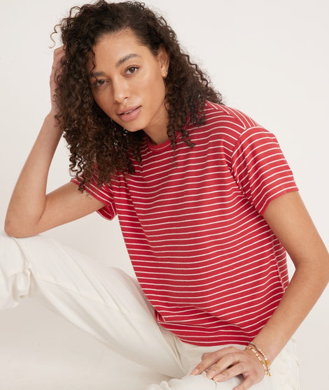 Lydia Textured Stripe Top in Bittersweet