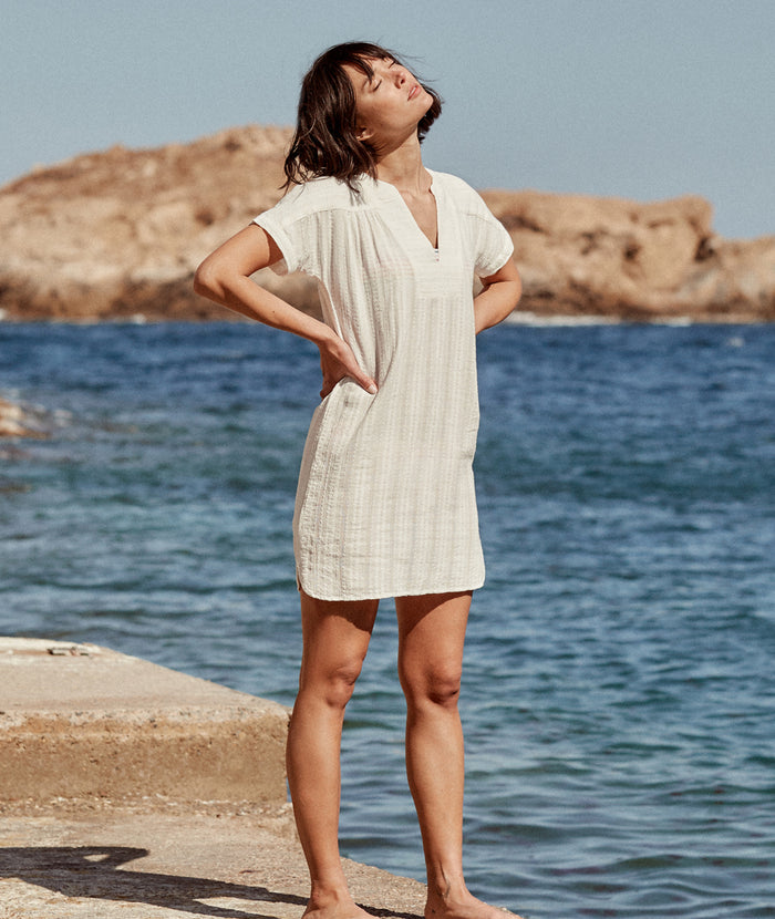 St. Lucia Cover Up in Grey/White Stripe – Marine Layer