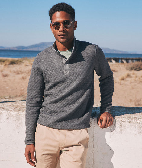 Men's Reversible Corbet Pullover in Heather Grey/Charcoal