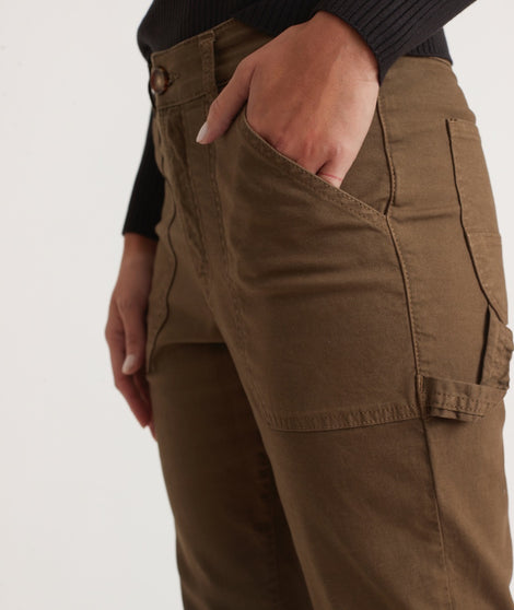 Maya Slim/Straight Utility Pant in Military Olive