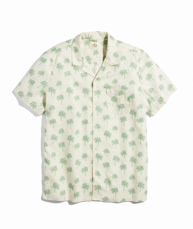 Short Sleeve Hemp Tencel Resort Shirt in Palm