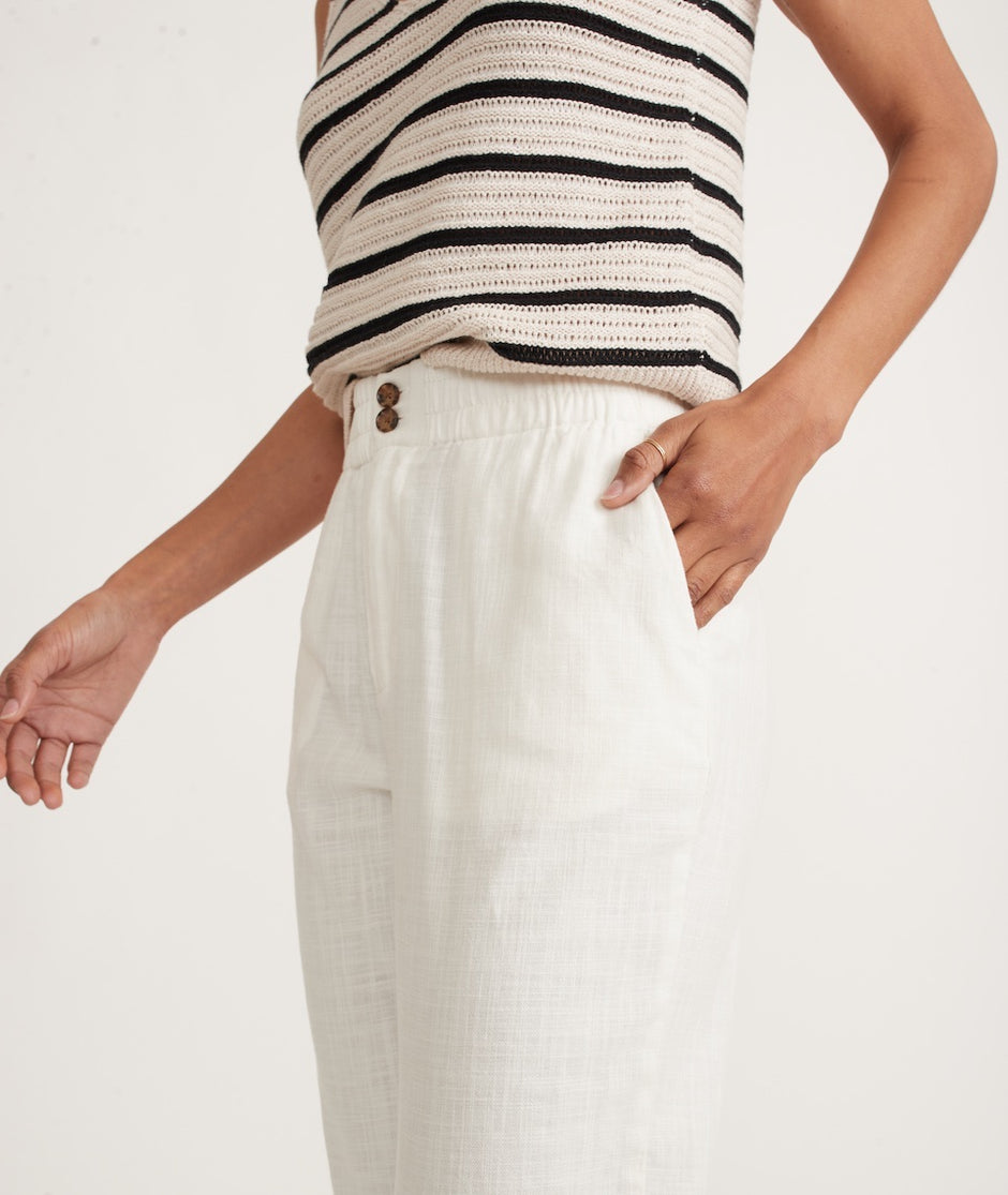 Elle Relaxed Crop Pant in White