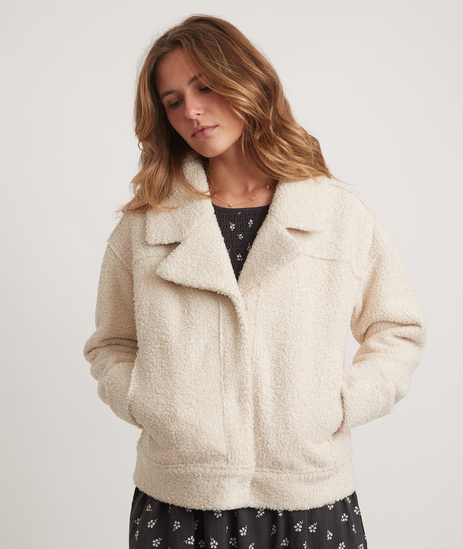 Quebec Sherpa Jacket in Antique White Sherpa