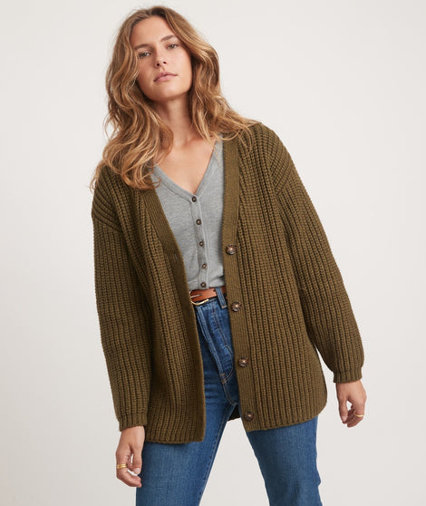Ramona Oversized Cardigan in Military Olive Heather