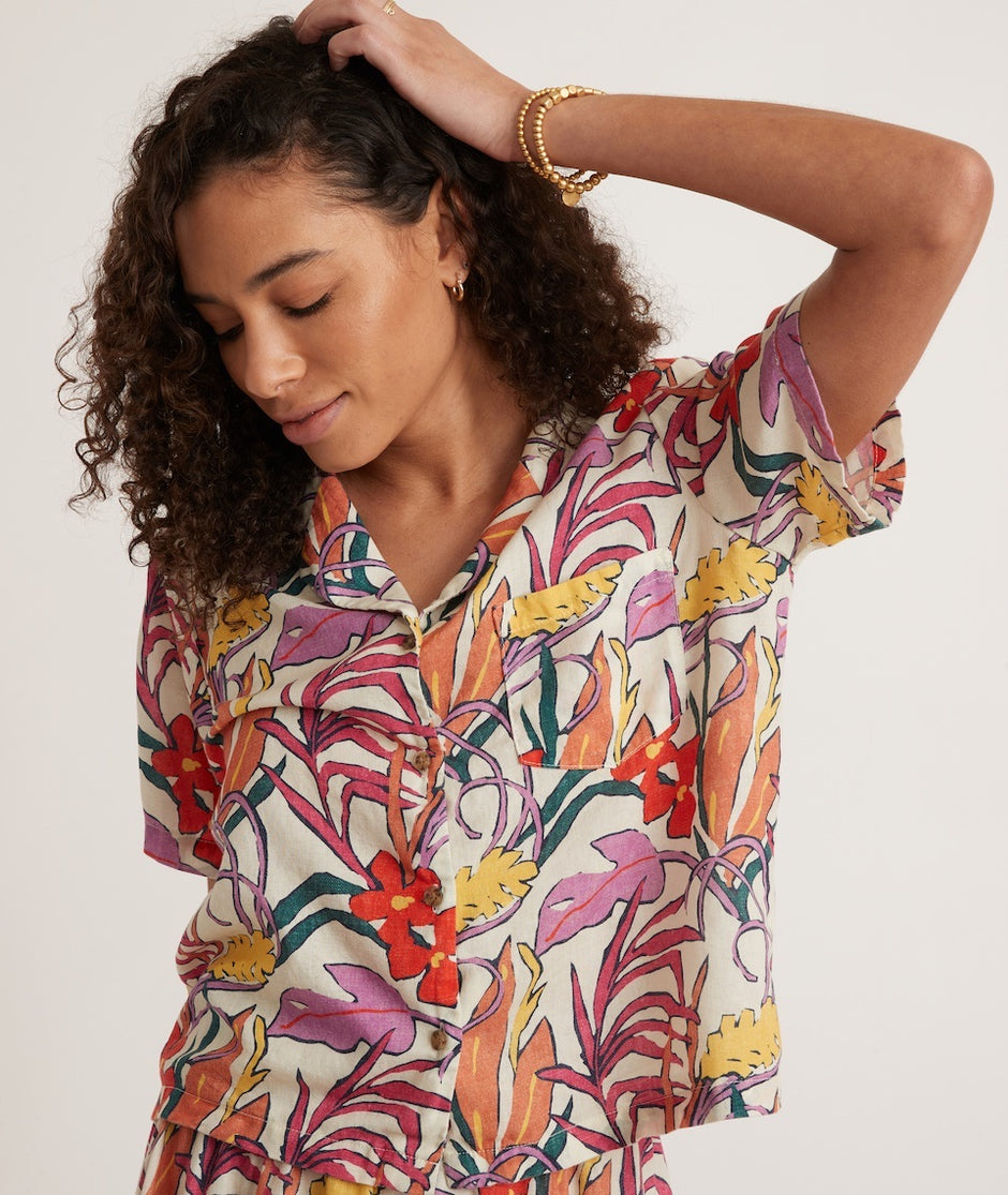 Lucy Resort Shirt in Tropical Floral