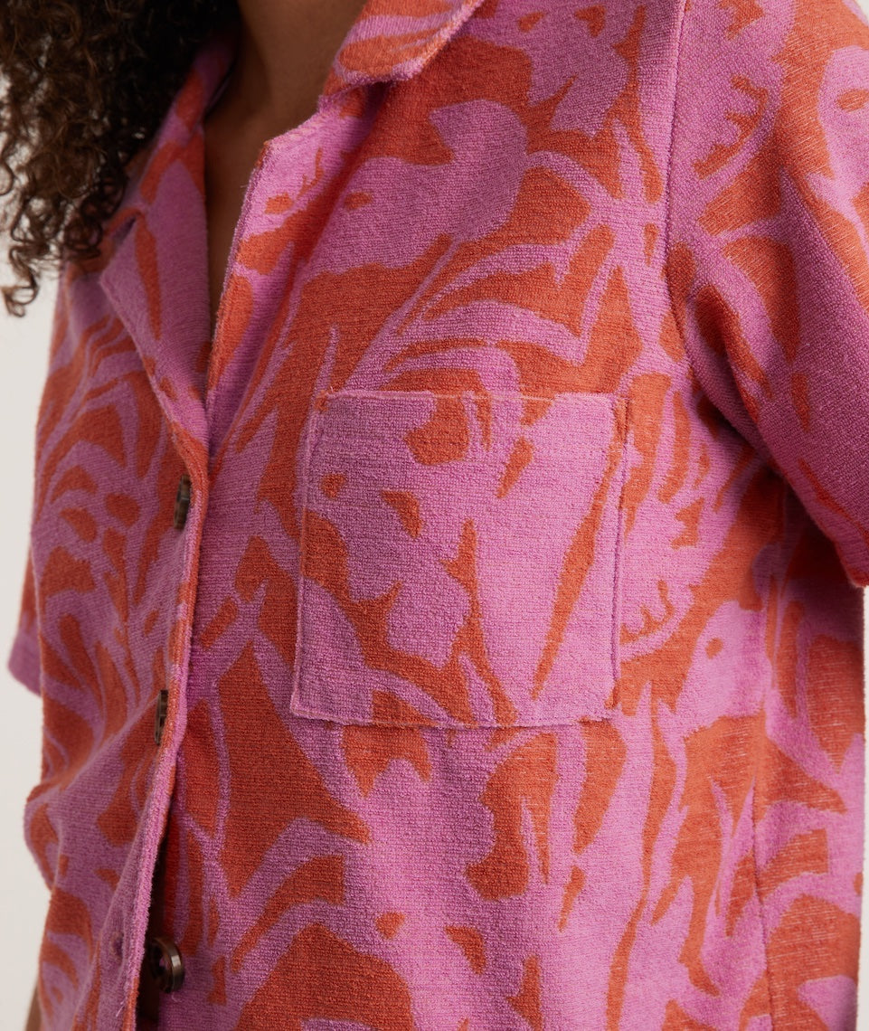 Terry Out Resort Shirt in Orange/Lavender Floral Print – Marine Layer