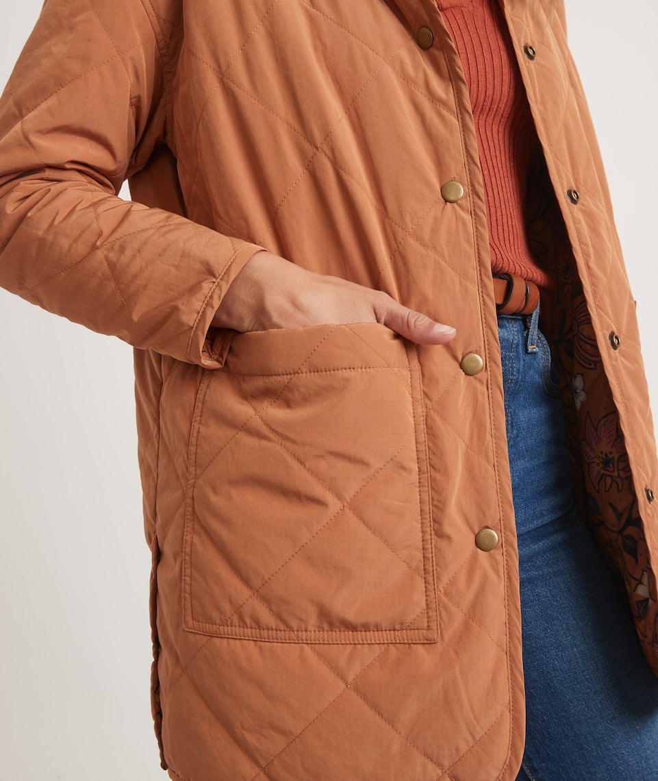 Reversible Timber Cove Quilted Jacket in Amber Brown