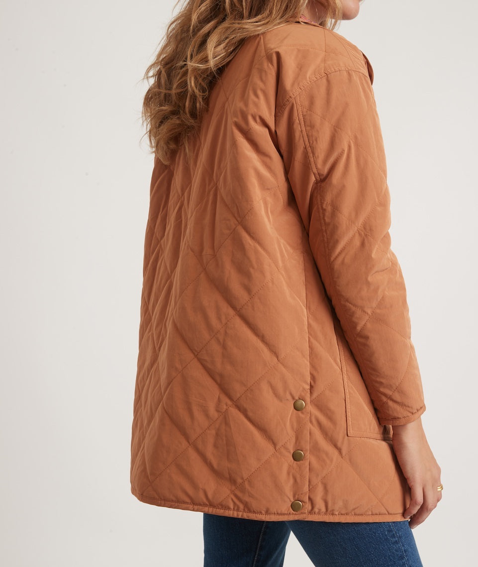 Reversible Timber Cove Quilted Jacket in Amber Brown