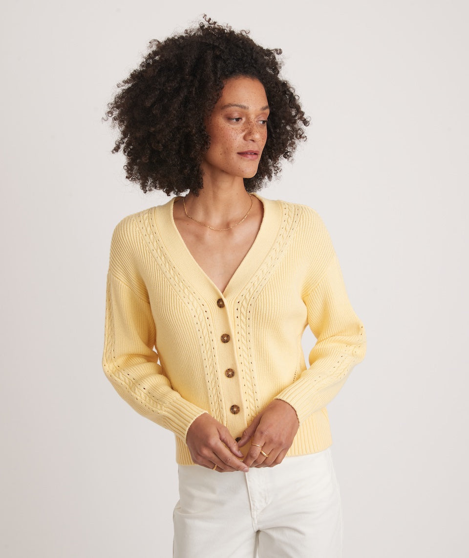 Robin Crop Cardigan in Yellow – Marine Layer