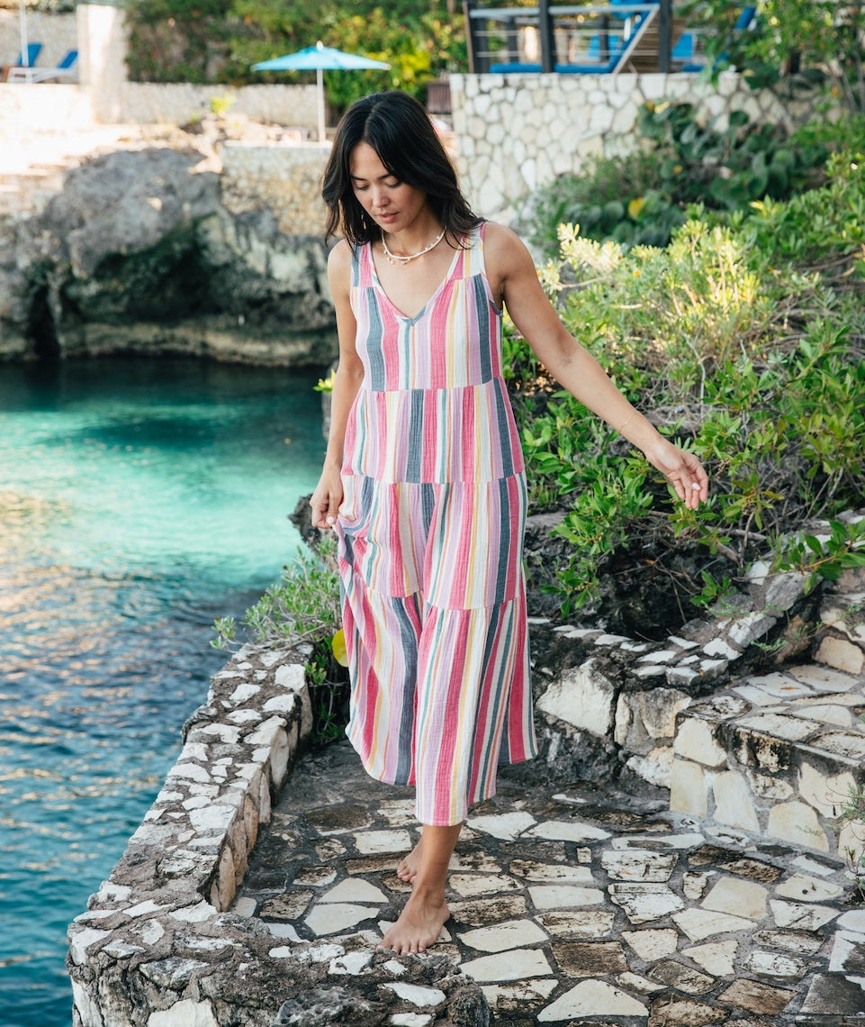 Multi stripe maxi dress shop