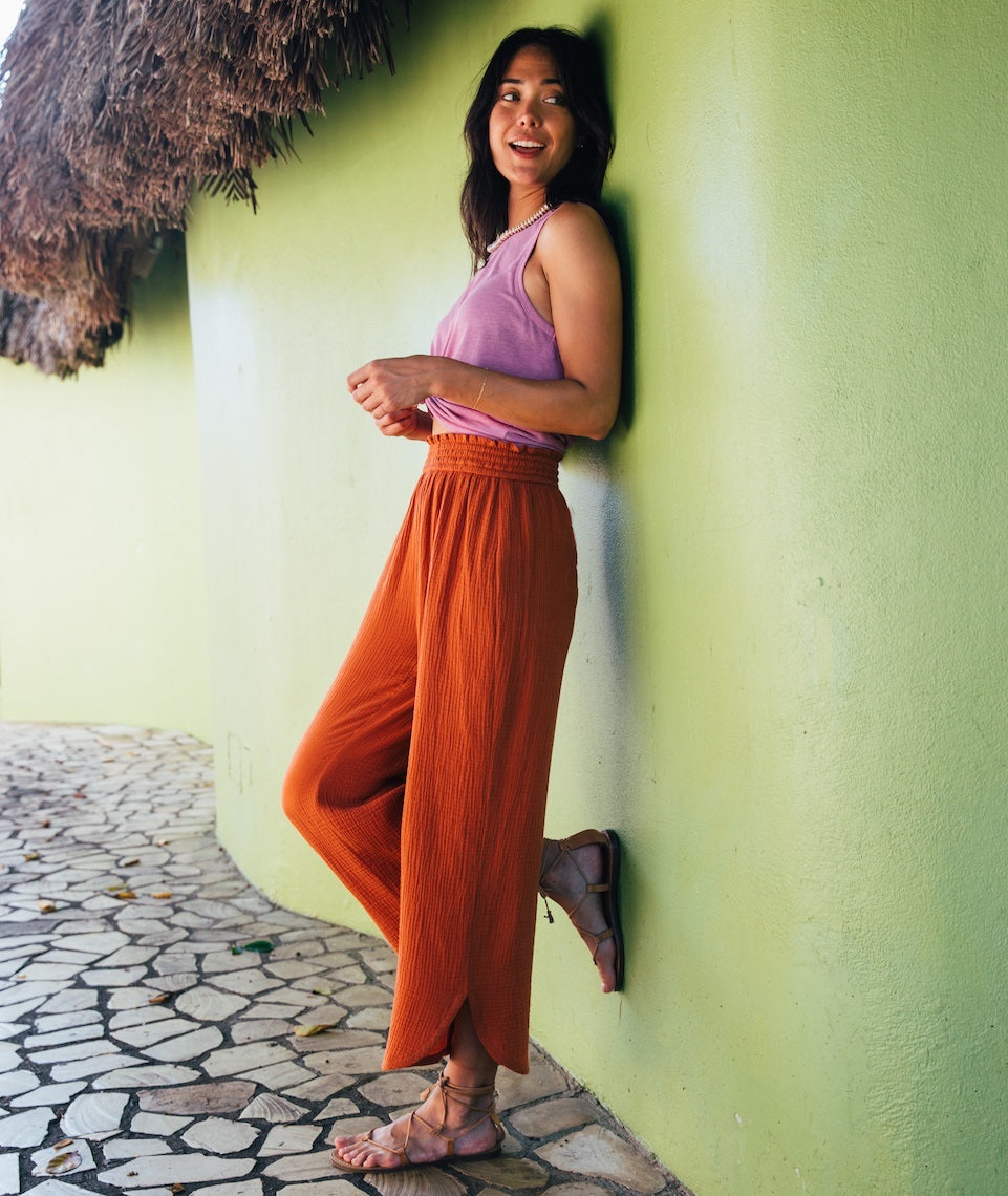 Corinne Wide Leg Pant in Burnt Siena – Marine Layer