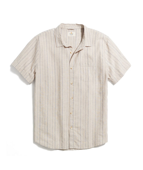 Hemp TENCEL™  Shirt in Khaki/Navy Stripe