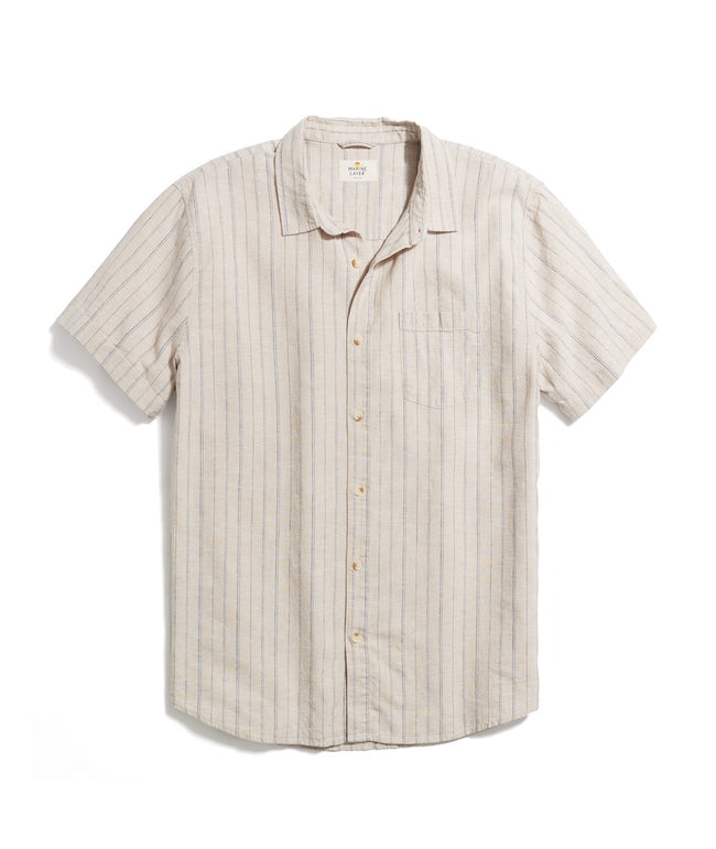 Hemp TENCEL™ Shirt in Khaki/Navy Stripe