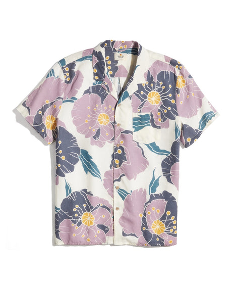 TENCEL™ Linen Resort Shirt in Purple Large Floral Print