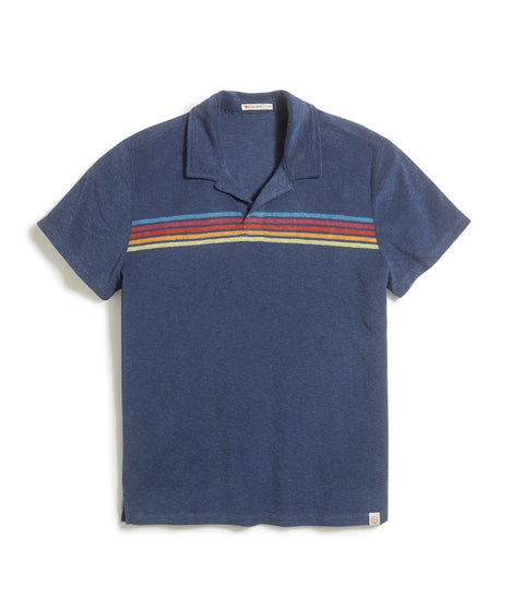 Terry Out Polo in Navy Multi Stripe