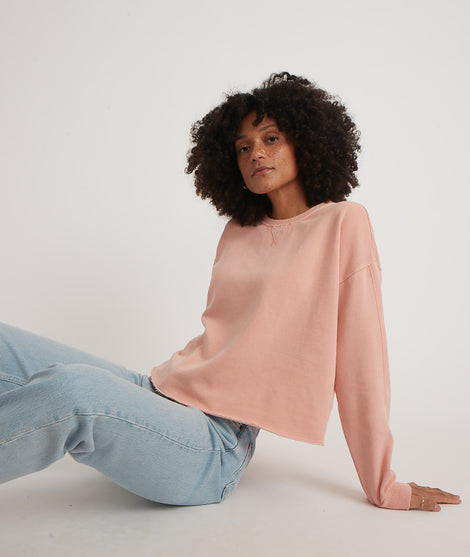 Shiloh Crop Sweatshirt in Seashell Pink