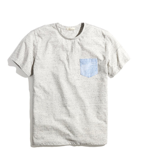 Signature Printed Pocket Tee in Ash Neps