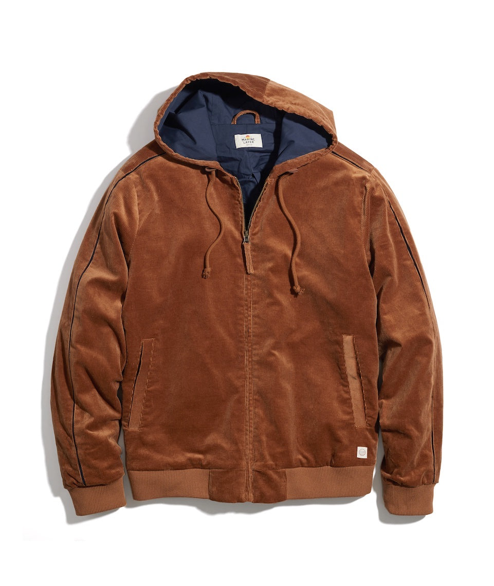 Soren Hooded Cord Jacket in Chestnut Marine Layer