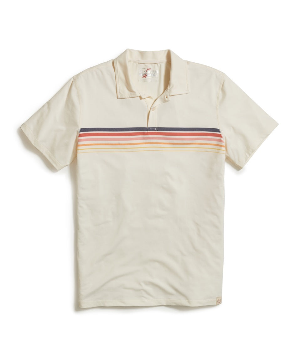 Re-Spun Sport Polo in White Multi Stripe