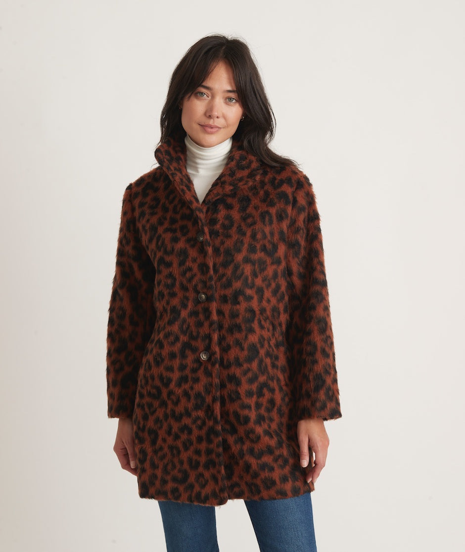 Stephanie Cocoon Coat in Cheetah