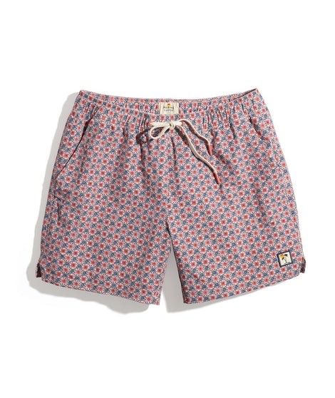 5" Swim Trunk in Faded Rose Geo Print