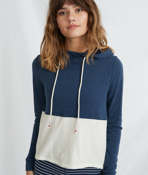 Double Knit Hoodie in Navy/White – Marine Layer