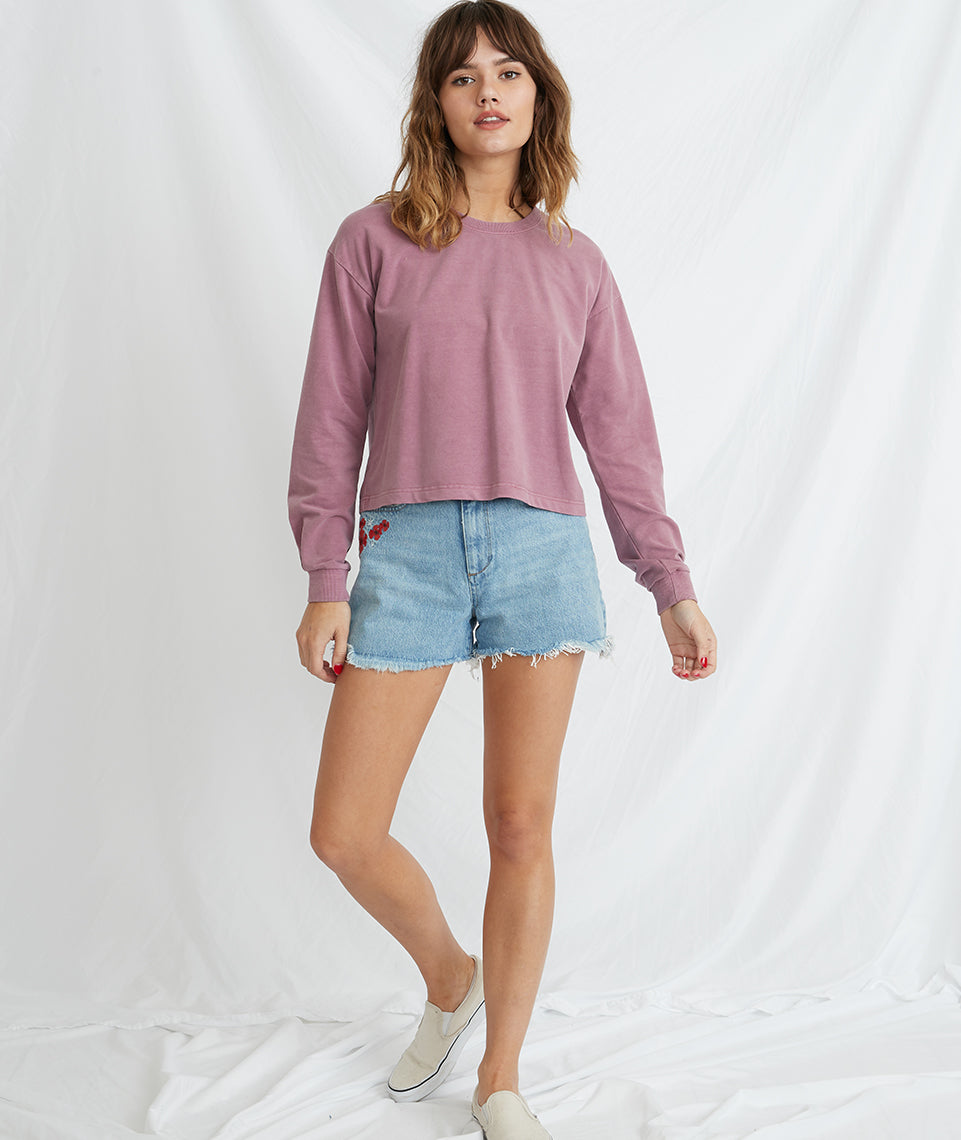 Tate Crop Sweatshirt in Heather Rose – Marine Layer