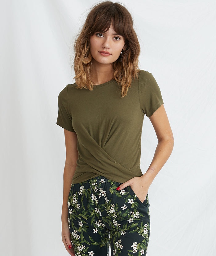 Brielle Front Twist Top in Dusty Olive – Marine Layer