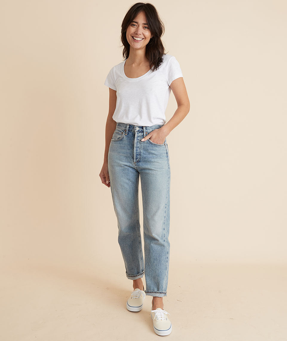 Classic Scoop Neck Tee in White – Marine Layer