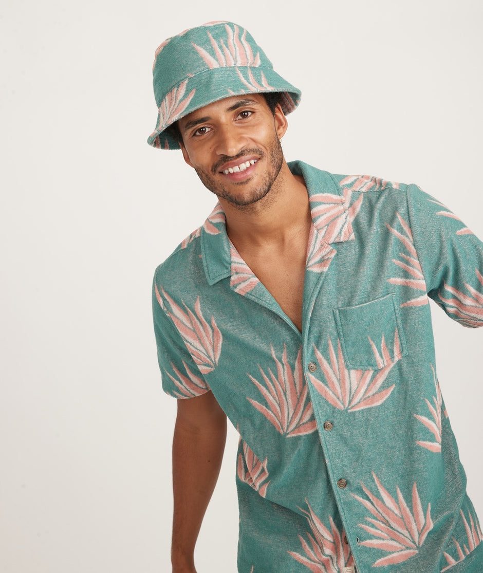 Terry Out Bucket Hat in Agave Print