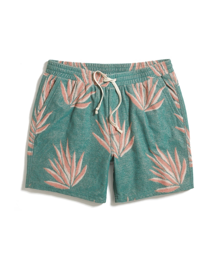 6" Terry Out Jacquard Short in Deep Sea Agave Print