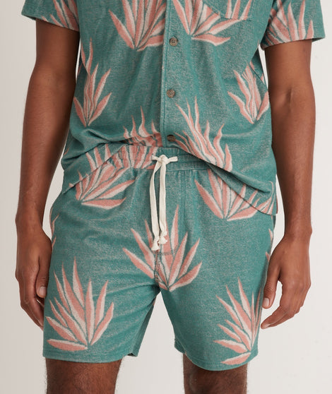 6" Terry Out Jacquard Short in Deep Sea Agave Print