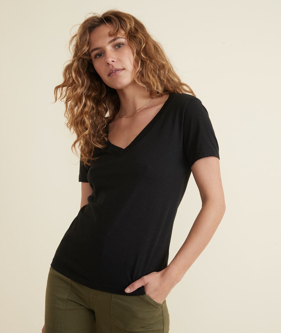 Marine Layer Women's Boyfriend High Softness Fabric V-Neck Tee T-Shirt