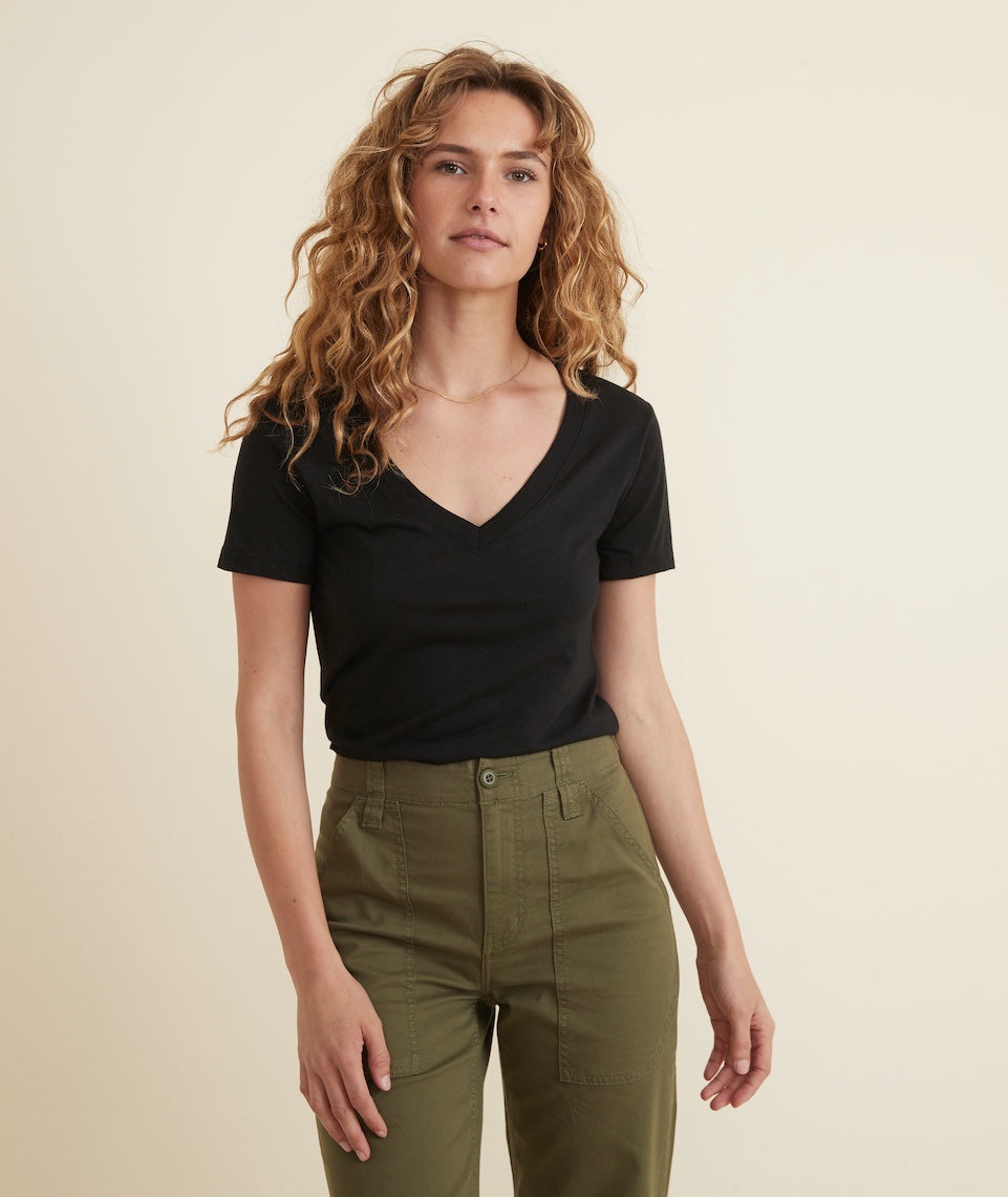 Classic V-Neck Tee in Black – Marine Layer