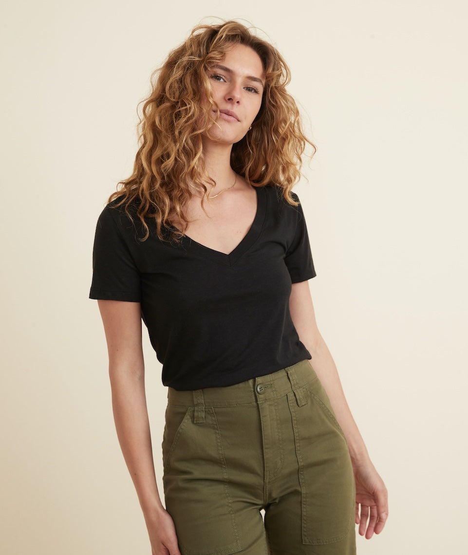 Classic V-Neck Tee in Black – Marine Layer