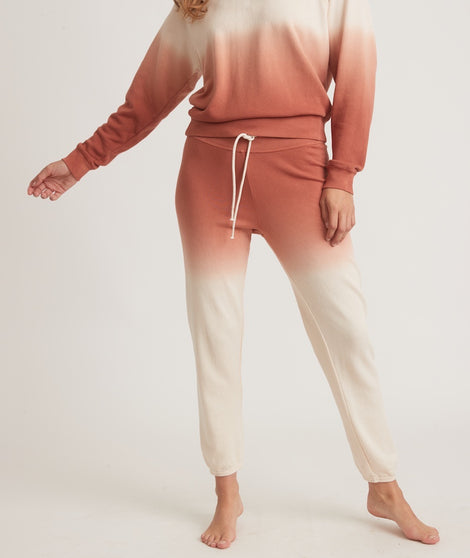 Blake Vintage Terry Jogger in Amber Brown Dip Dye