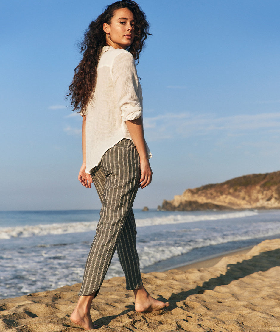 Allison Pant in Black and White Stripe